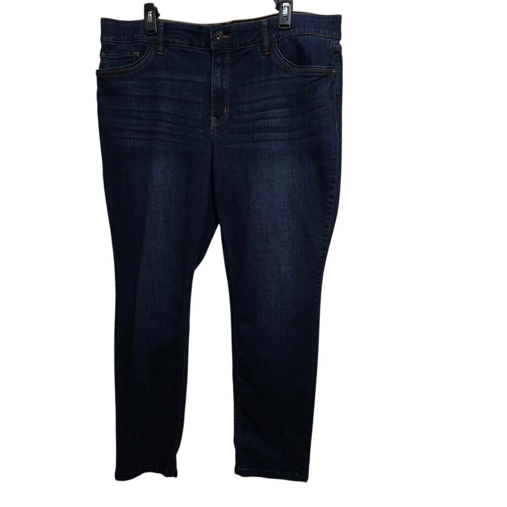 Liz Claiborne Jeans Sara Slim Leg Mid Rise Medium Wash Denim Womens Size 18